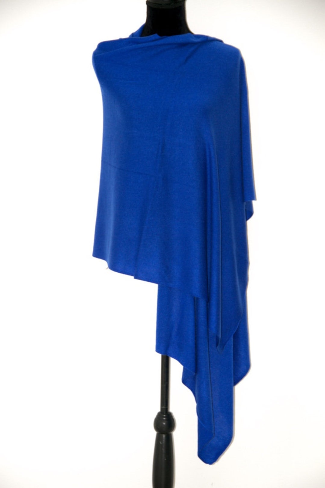 Royal Blue Knitted Cashmere Wool Shawl Travel Wrap Pashmina Etsy