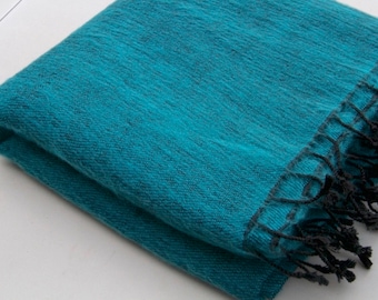 Yak Wool Blanket Throws Large Shawl Blanket Soft Warm Blanket Oversized Blanket Shawl Wrap Scarves Himalayas Meditation Wrap Teal Blue