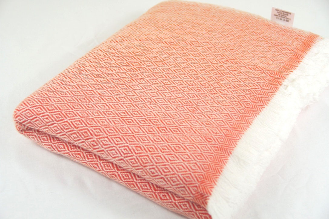 Orange Cashmere Throws Blanket Pashmina Thick Extra Large Etsy