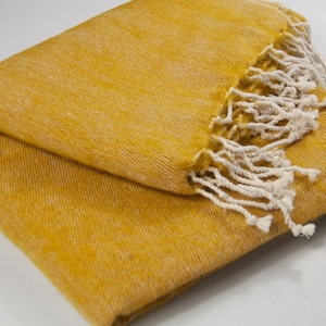 Mustard Yak Wool Blanket Throws Large Travel Wrap Wool Softest Hand-Loomed Meditation Wrap Oversized Shawl Nepal