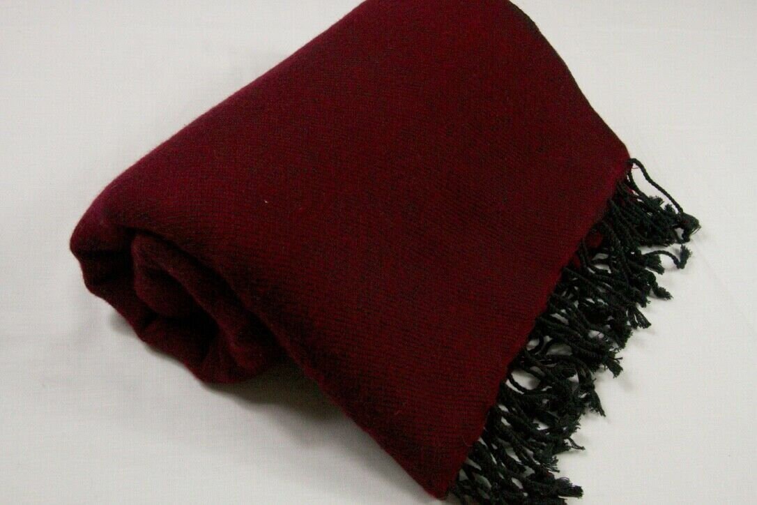 Deep Red Yak Wool Blanket Throws Large Shawl Travel Wrap Wool Etsy