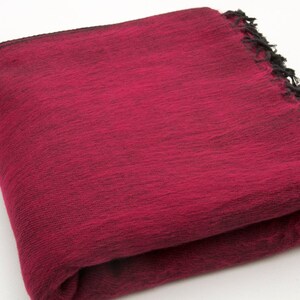 Yak Wool Blanket Soft Oversized Shawl Throws Meditation Wrap Blanket Hand-Loomed Wool Blanket Large Elegant Travel Shawl Wrap Himalayas Deep Red