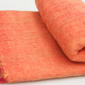 Yak Wool Blanket Large Shawl Travel Wrap Wool Softest Hand-Loomed Meditation Wrap Oversized Rust Orange Throws Shawl Nepal