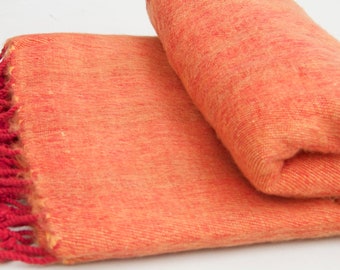 Yak Wol Deken Grote Sjaal Reizen Wrap Wol Zachtste Hand-Loomed Meditatie Wrap Oversized Roest Oranje Worpen Sjaal Nepal