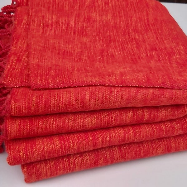 Yak Wool Blanket Light weight Soft Oversized Shawl Throws Meditation Large Elegant Travel Shawl Wrap Vermillion