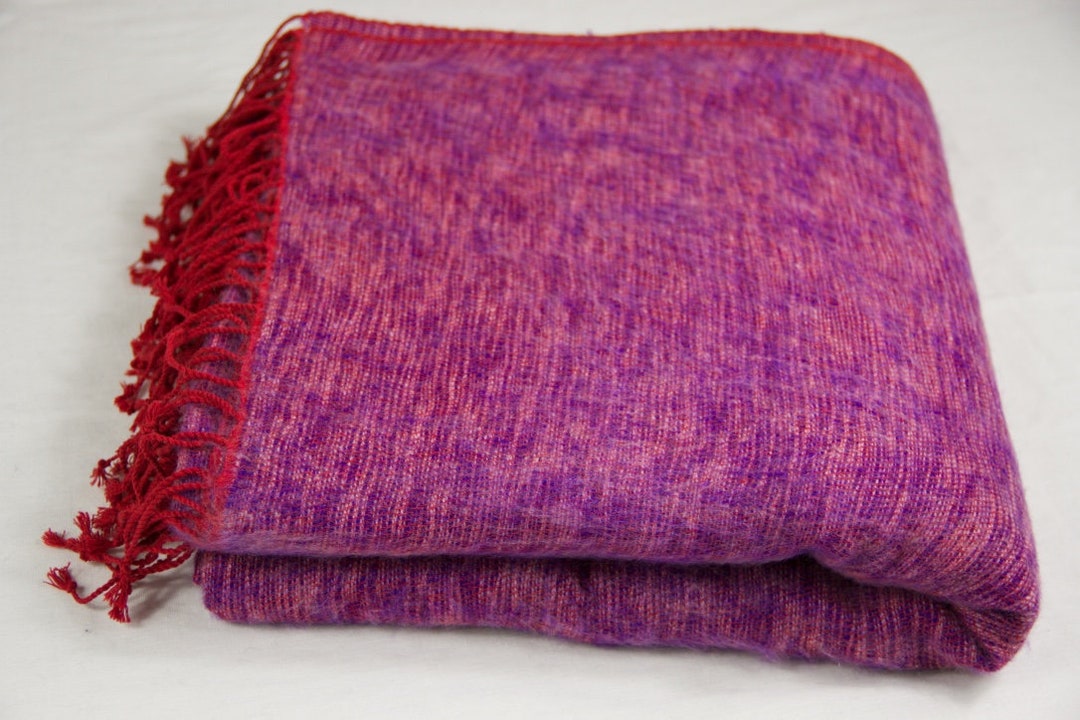 Purple Yak Wool Blanket Throws Handmade Nepal Soft Warm Blanket