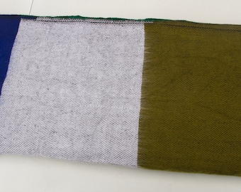 Handmade Yak Wool Blanket: Striped Meditation Shawl, Nepal