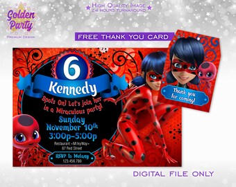Miraculous Ladybug Invitation Miraculous Birthday Party Lady