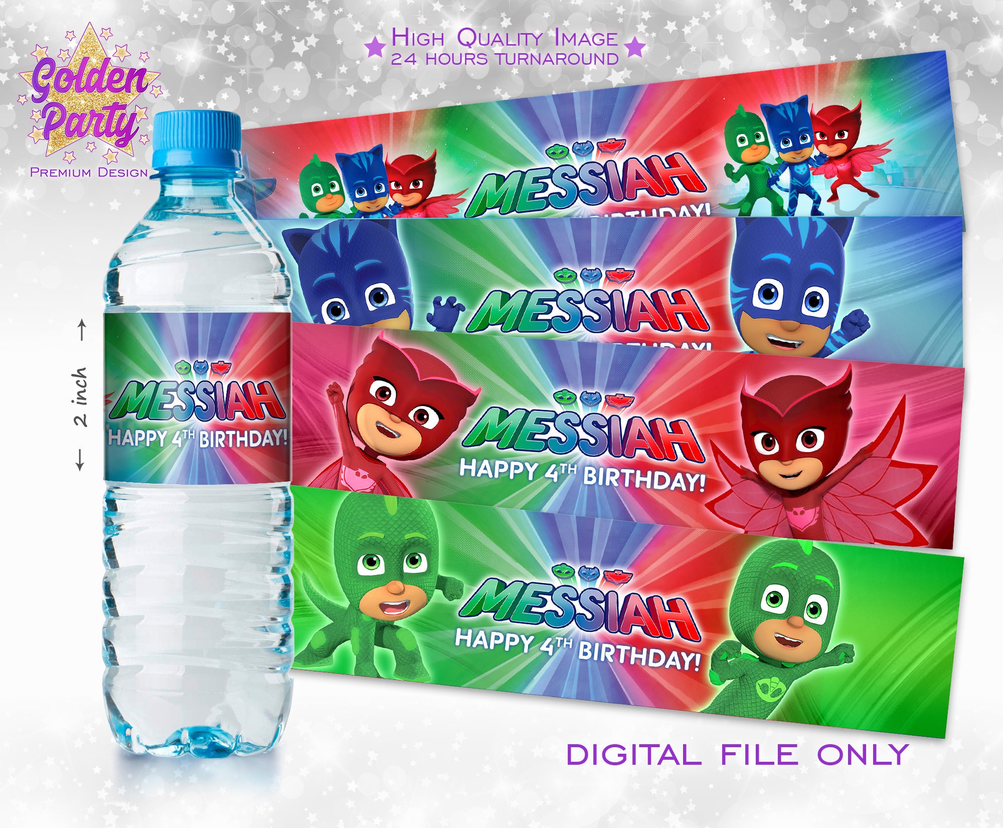 PJ Masks bottle label pj masks birthday pj masks party pj Etsy