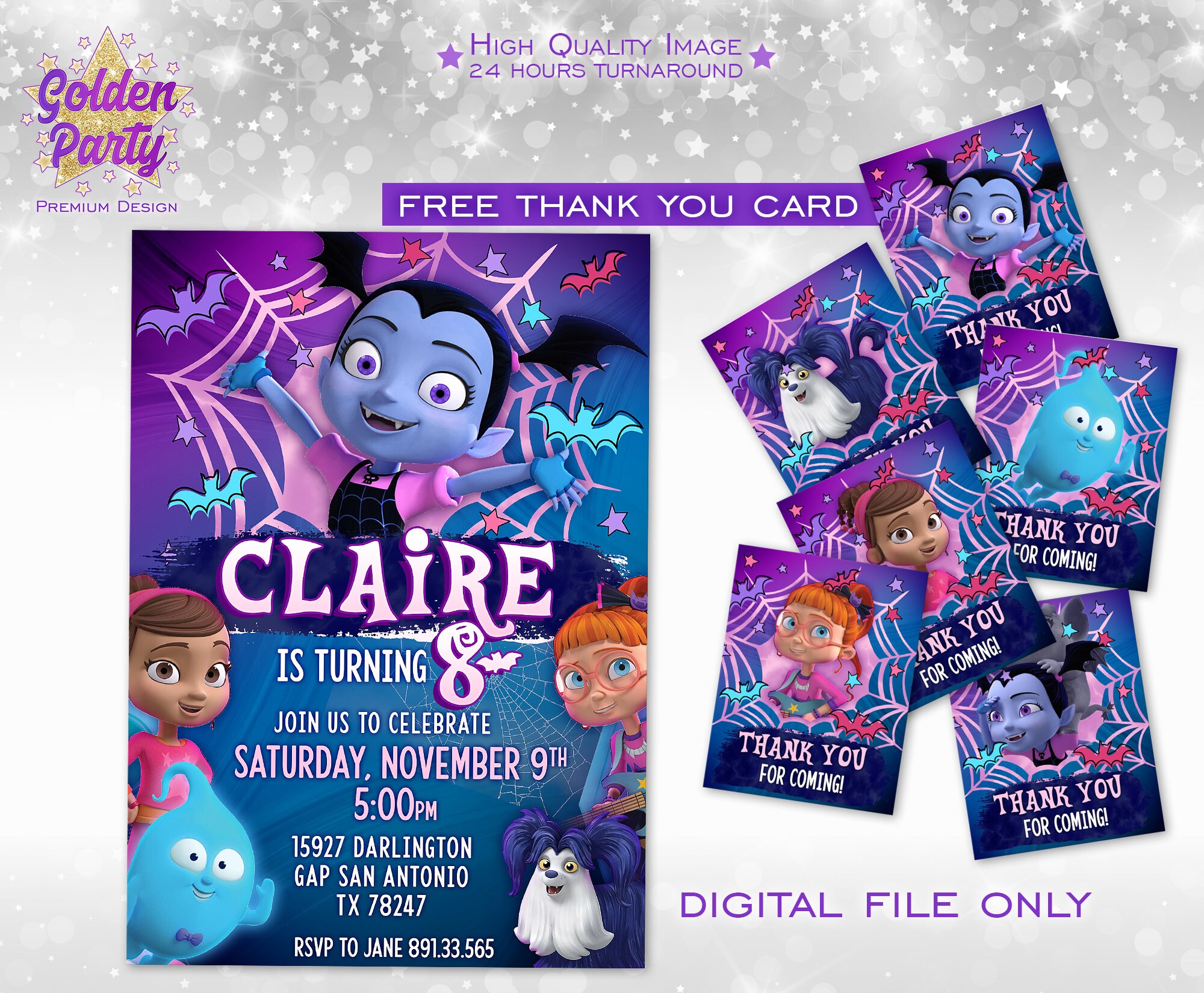 Vampirina Invitation Vampirina Birthday Vampirina Invite | Etsy