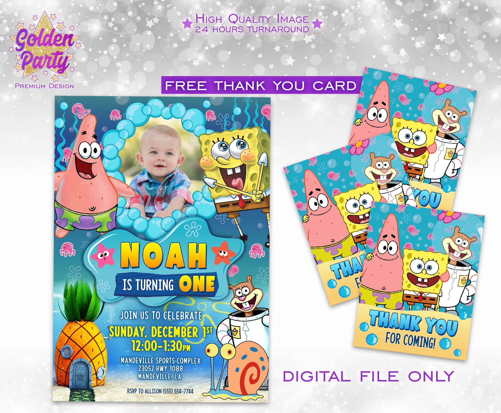 Invitación Bob esponja bob esponja cumpleaños fiesta Bob Etsy