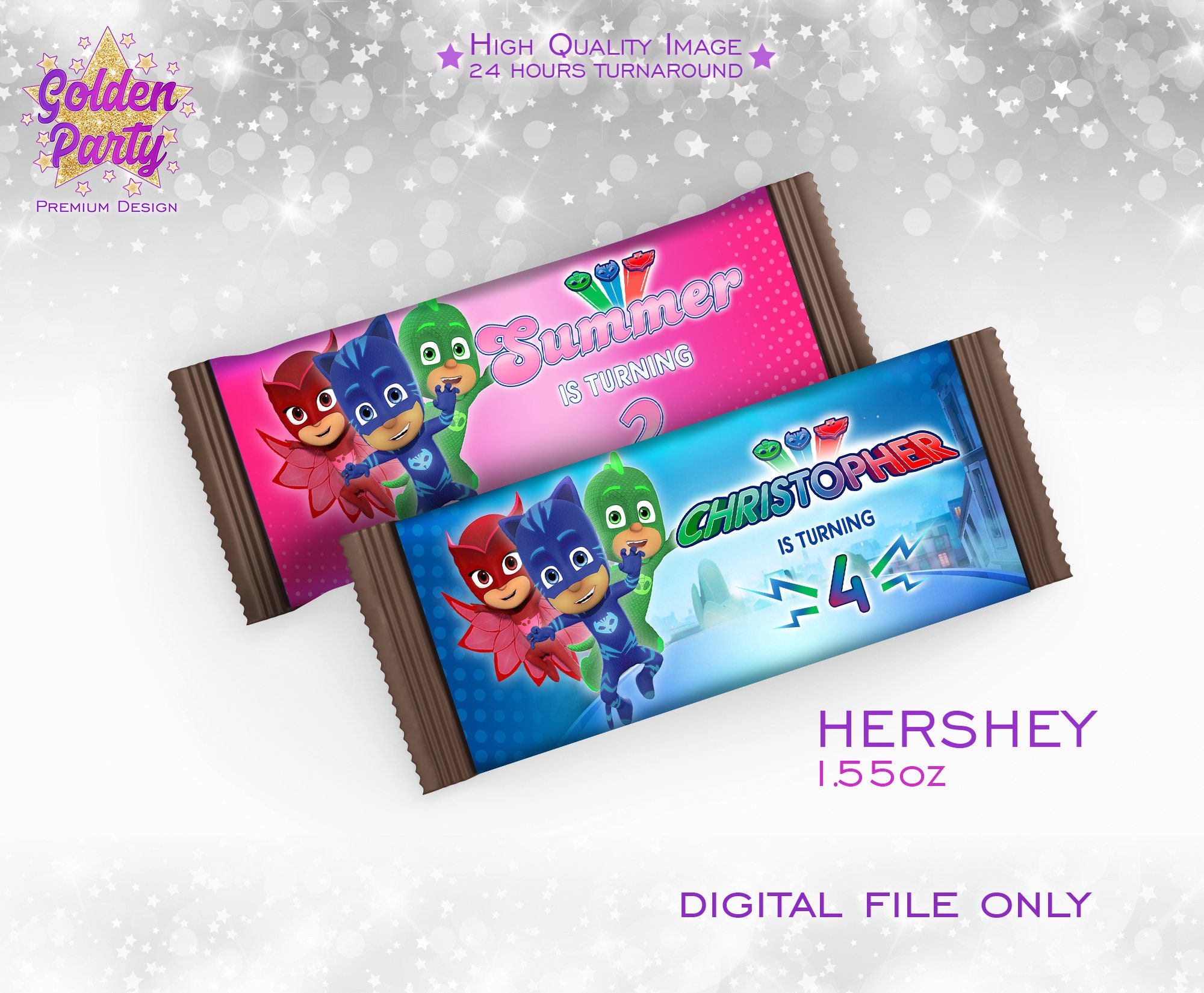 PJ Masks Chocolate Bar Wrapper Pj Masks Birthday Pj Masks Etsy