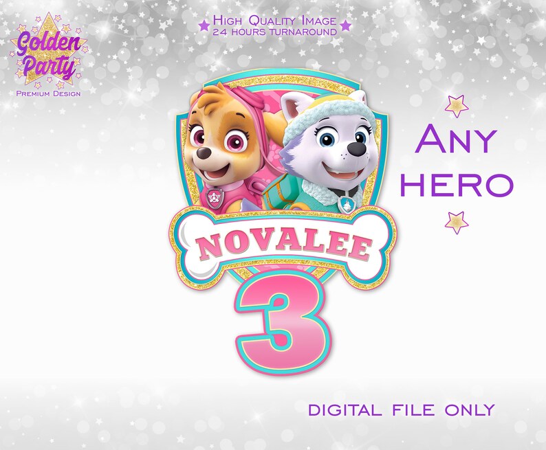 Paw Patrol roze logo gepersonaliseerd met naam en leeftijd Etsy