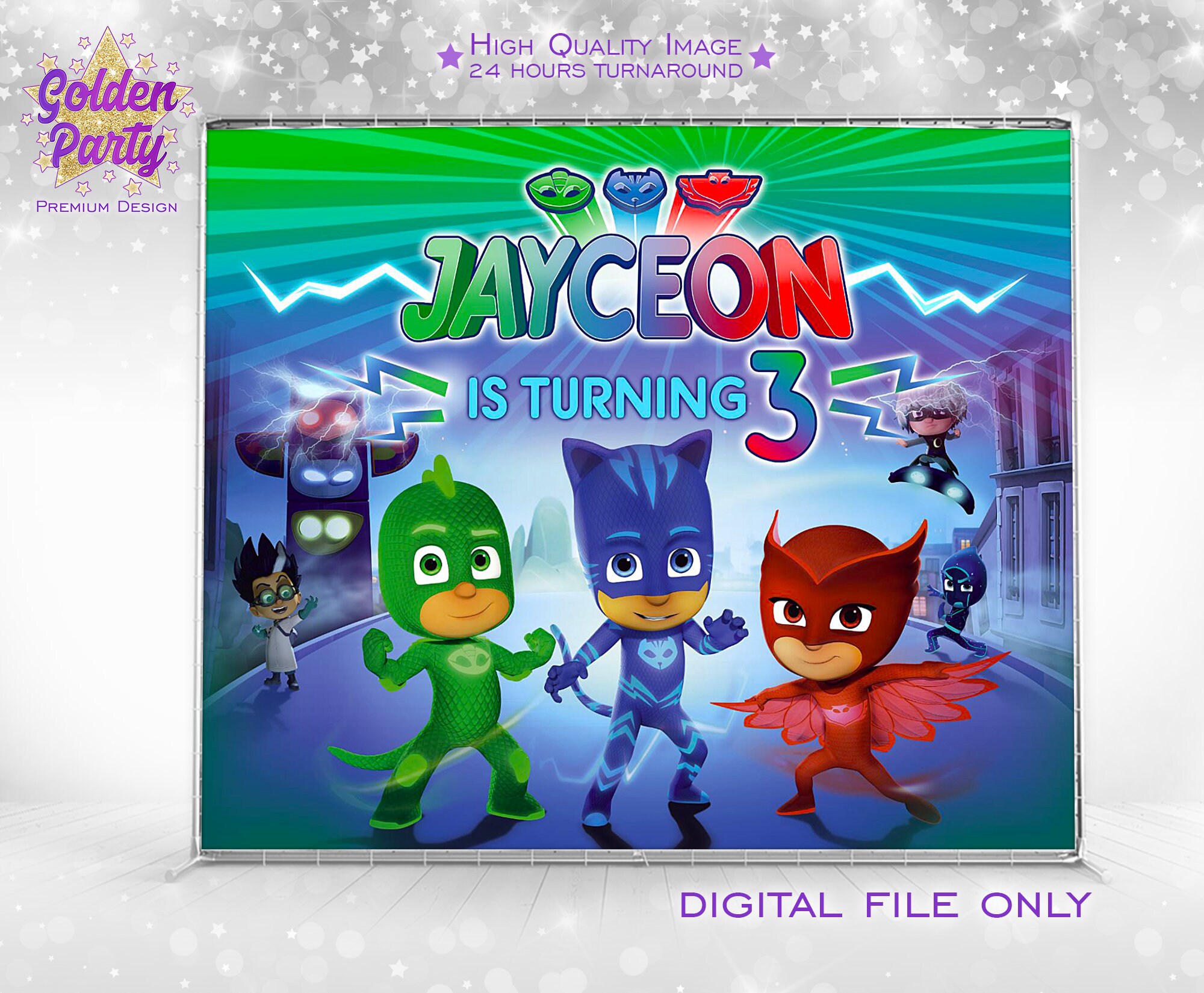 PJ Masks Birthday Backdrop backdrop pj mask Pj Masks Banner Etsy