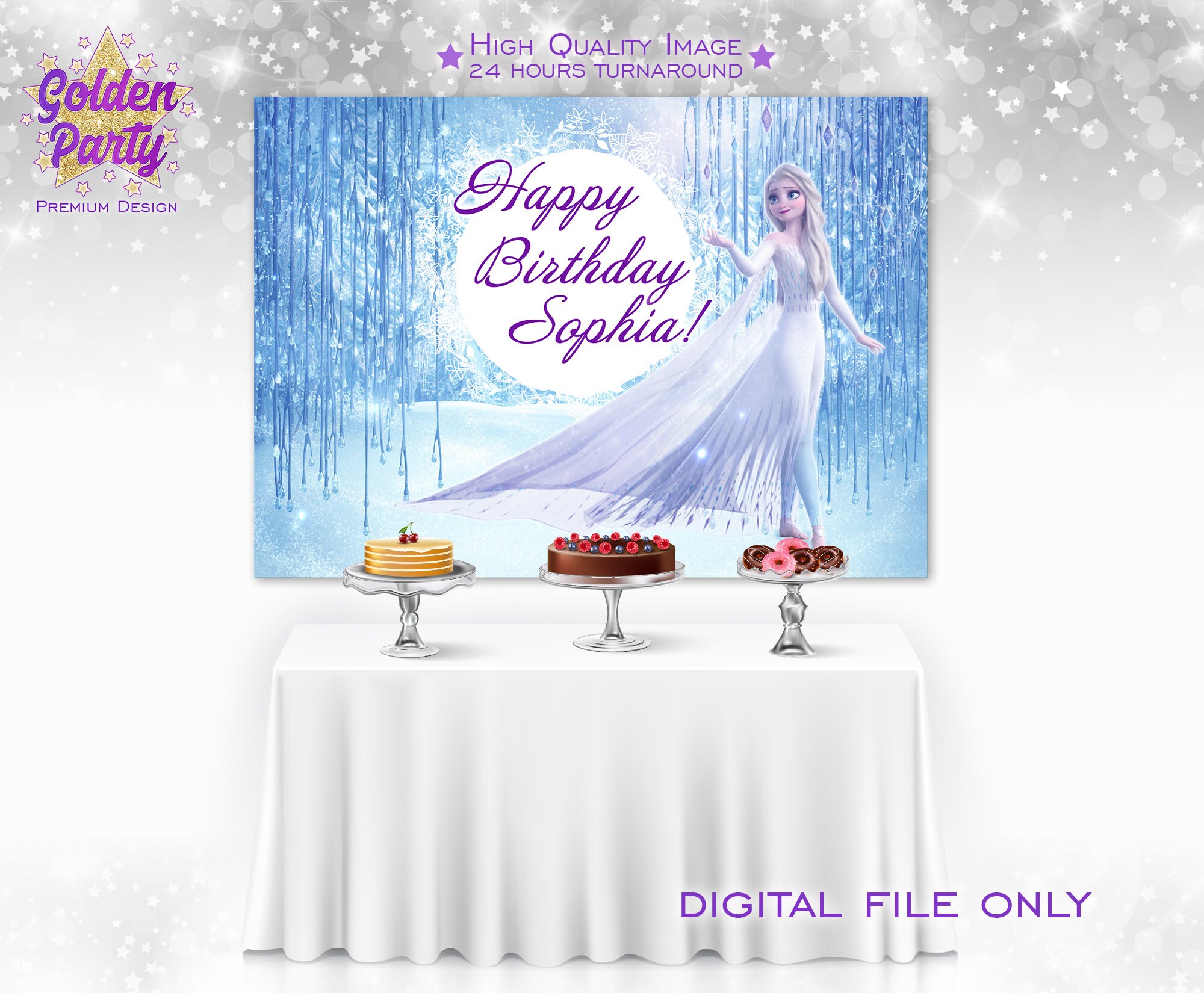 Frozen Birthday Party Backdrop Elsa Birthday Banner Elsa | Etsy