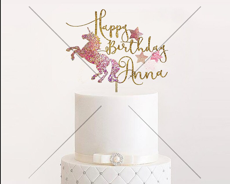 Download Svg Happy Birthday Cake Topper Unicorn Instant Download Digital Art Collectibles Baby Land Co Il