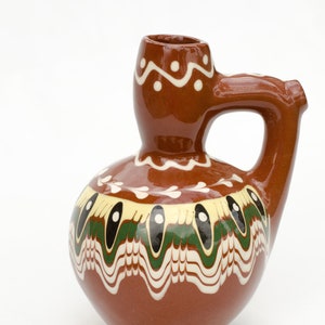 Traditional Bulgarian Ceramic Pitcher 0.500 l, Clay Redware Jug Water Rakia Raki Brandy Serving Pottery Container Handmade Hand Painted image 1