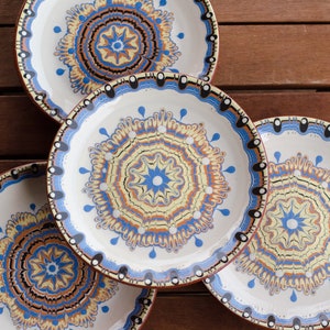 Juego de platos de barro búlgaros, vajilla tradicional, plato rústico para servir