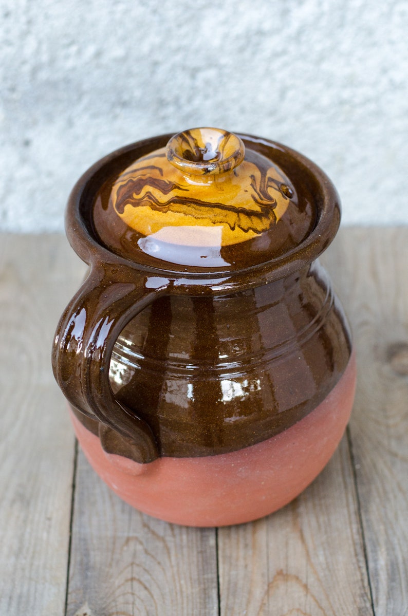 Clay bean pot 126 fl oz Cooking clay pot with lid Ceramic Etsy