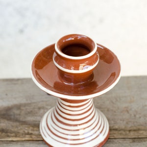 Set 1-2-3 Candleholders Bulgarian Redware Handmade Ceramic Rustic Country Style Terracotta Candlestick Holder Table Setting Decor Decoration image 4