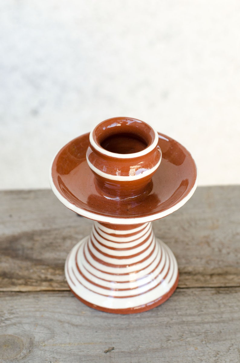 Set 1-2-3 Candleholders Bulgarian Redware Handmade Ceramic Rustic Country Style Terracotta Candlestick Holder Table Setting Decor Decoration image 4