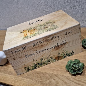 Erinnerungskiste - Safari, Babygeschenk, Kinderzimmer, personalisiert, Geburt, Geburtstag, Erinnerungskiste,