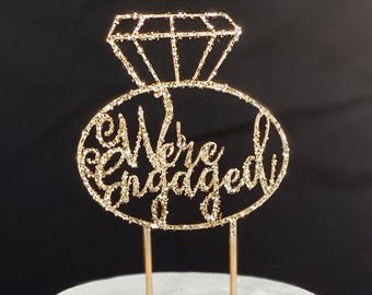 We are Engaged Cake Topper | Wood Engagement Party Decor