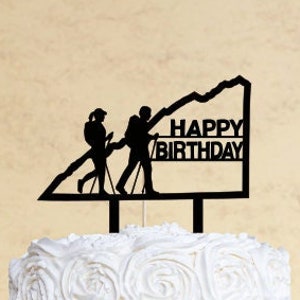 Hiking Couple Cake Topper | Made of Wood | Many Colors | Free Shipping | Made in the USA