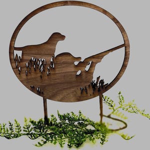 Duck hunter with Labrador dog Grooms Cake Topper | Made of Wood | Wedding | Hunting Topper |  Free Shipping | Made in the USA