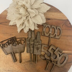 Bourbon cupcake toppers | Made of Wood | Free Shipping | Made in the USA