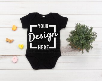 Bodysuit Mockup Black Rabbit Skins Mockup Black Onesie Etsy