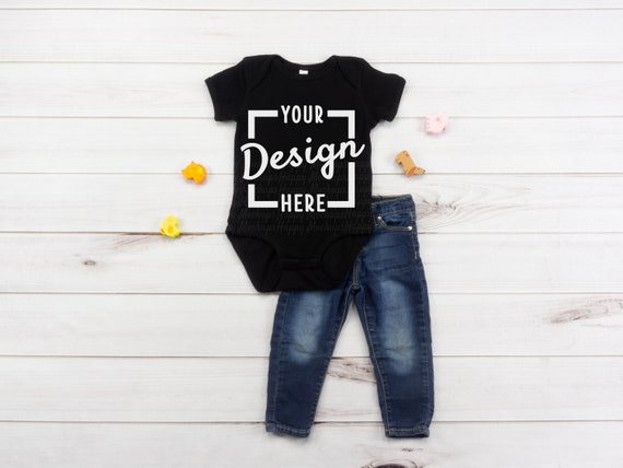 Bodysuit Mockup Black Rabbit Skins Mockup Black Onesie Etsy