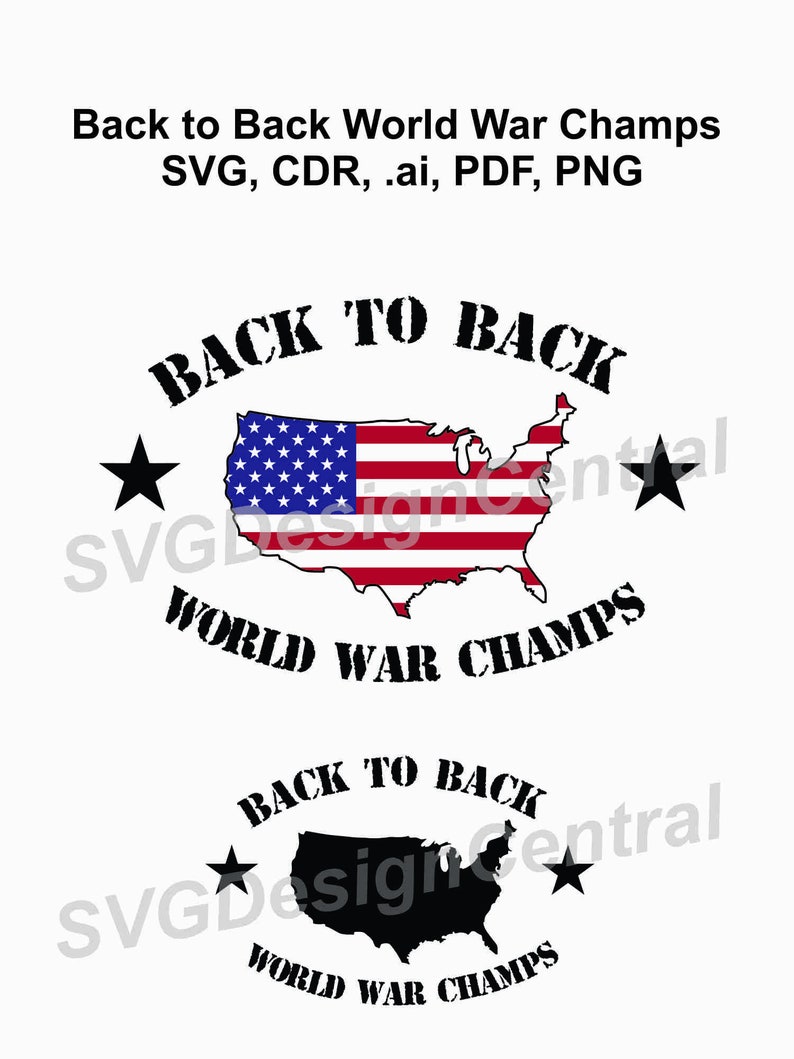 Back to Back World War Champs SVG Ai CDR PDF Etsy