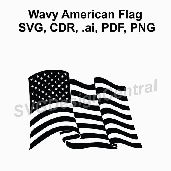 Wavy American Flag SVG PDF ai cdr PNG | Etsy