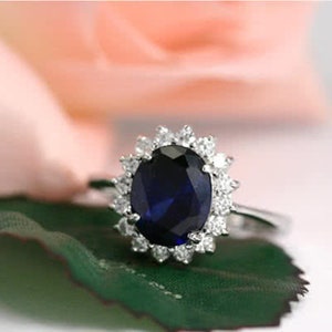 Vintage Dark Blue Sapphire With Zirconia 92.5Sterling Silver Statement Ring,September Birthstone Ring,Astrology Ring For Women By ABHAY GEMS