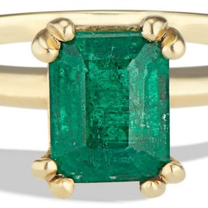 Emerald Cut Emerald Ring: 18K Gold Vermeil Sterling Silver
