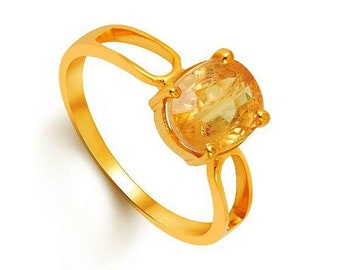 pukhraj stone gold ring design for ladies