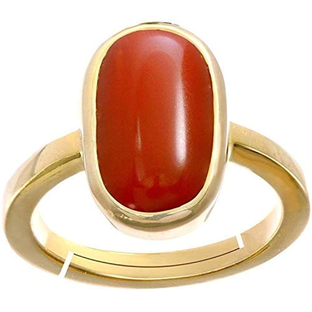 Buy Red Coral Gemstone Ring: Unisex Panchadhatu Astrological Jewelry Online  in India