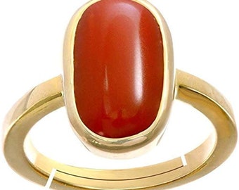 Red Coral Gemstone Ring: Unisex Panchadhatu Astrological Jewelry