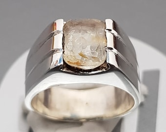 Natuurlijk gecertificeerd Ceylon 4,00-11,00 ct gele saffierring: 92,5 sterlingzilveren astrologische ring voor uniseks!