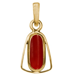 Natural Certified Red Coral/Moonga 4.00 - 11.00 Ct. Gemstone Unisex Pendant in Panchadhatu (Cooper),Birthstone jewelry Pendant By ABHAY GEMS