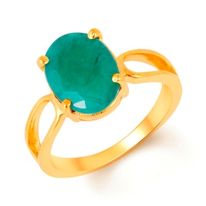 Natural Emerald Gemstone Ring: Astrological Copper Unisex Ring