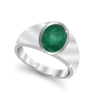 Certified Emerald Sterling Silver Ring: Unisex Astrology Gemstone