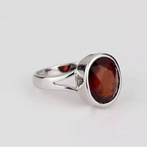 Certified Hessonite Garnet Ring: 925 Sterling Silver Unisex Jewelry