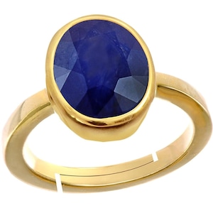 Natural Certified Blue Sapphire/Neelam 4.00-11.00Ct Panchdhatu Adjustable Rashi Ratan Astrological Purpose Ring For Unisex By Abhay Gems