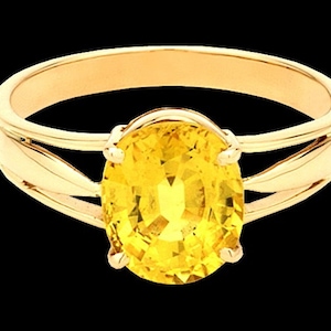 Yellow Sapphire ,Natural Certified 4.00-11.00 Ct Yellow Sapphire Astrology Ring,Pukhraj Ring In Copper (Punchdhatu) For Unisex By ABHAY GEMS