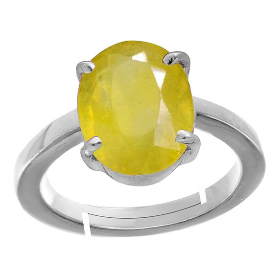 Natural Certified Yellow Sapphire pukhraj 4.00 11.00ct. Stone Astrology Adjustable Ring in 92.5 Sterling Silver for Women Men by ABHAY GEMS Etsy