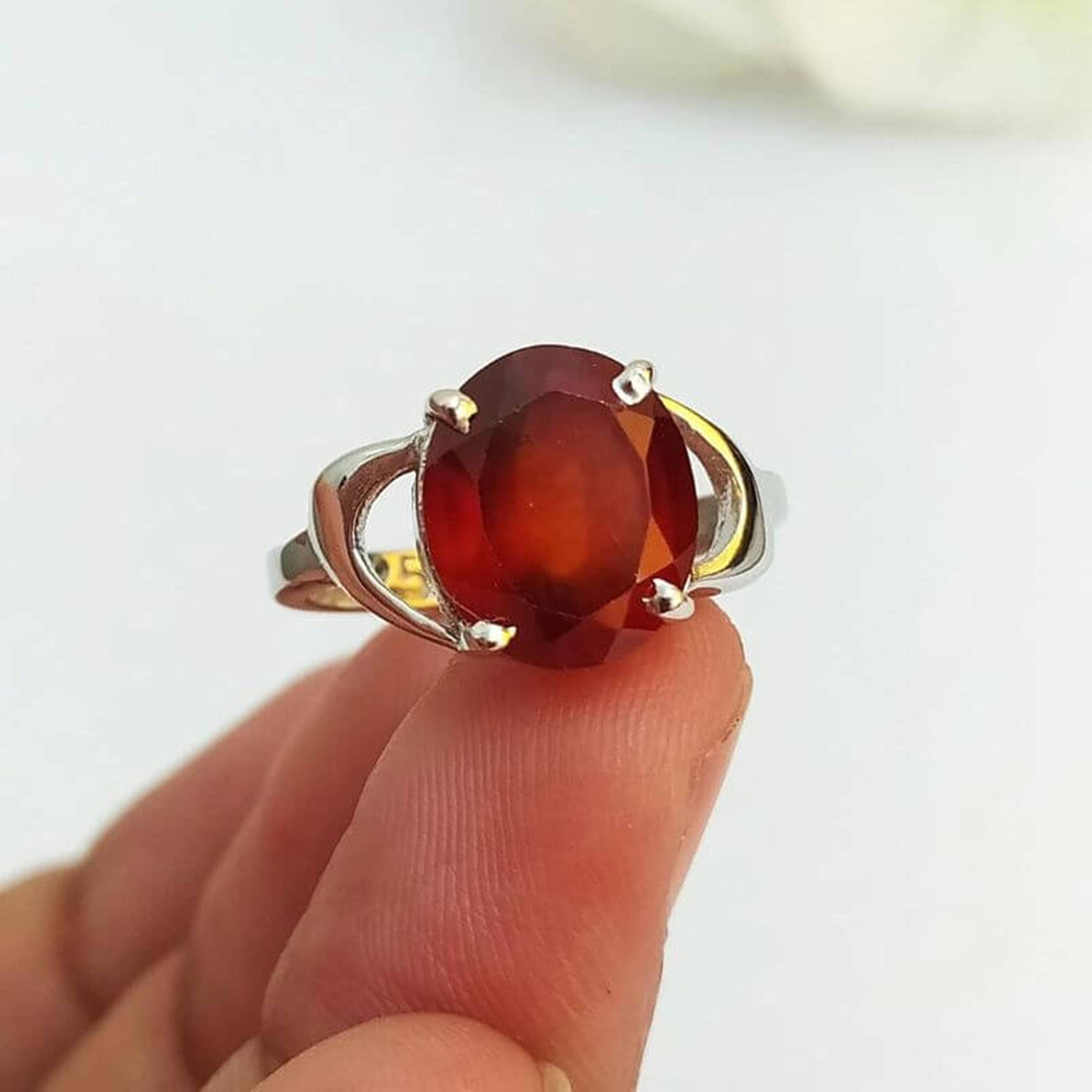 Silver Hessonite(Gomed) Stone Ring 8.25 carat by Ratan Bazaar: Buy Silver  Hessonite(Gomed) Stone Ring 8.25 carat by Ratan Bazaar Online in India on  Snapdeal