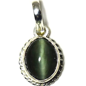 Cat&#39;s Eye Sterling Silver Pendant: Unisex Rashi Ratan Astrology Jewelry
