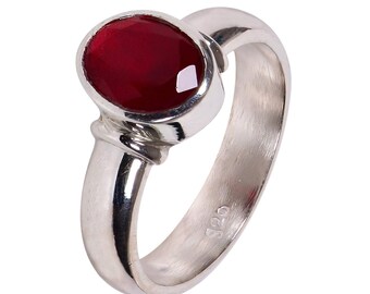 Anel de prata de lei 925 com rubi natural certificado de 4,00 a 11,00 ct: Anel de astrologia unissex Manik
